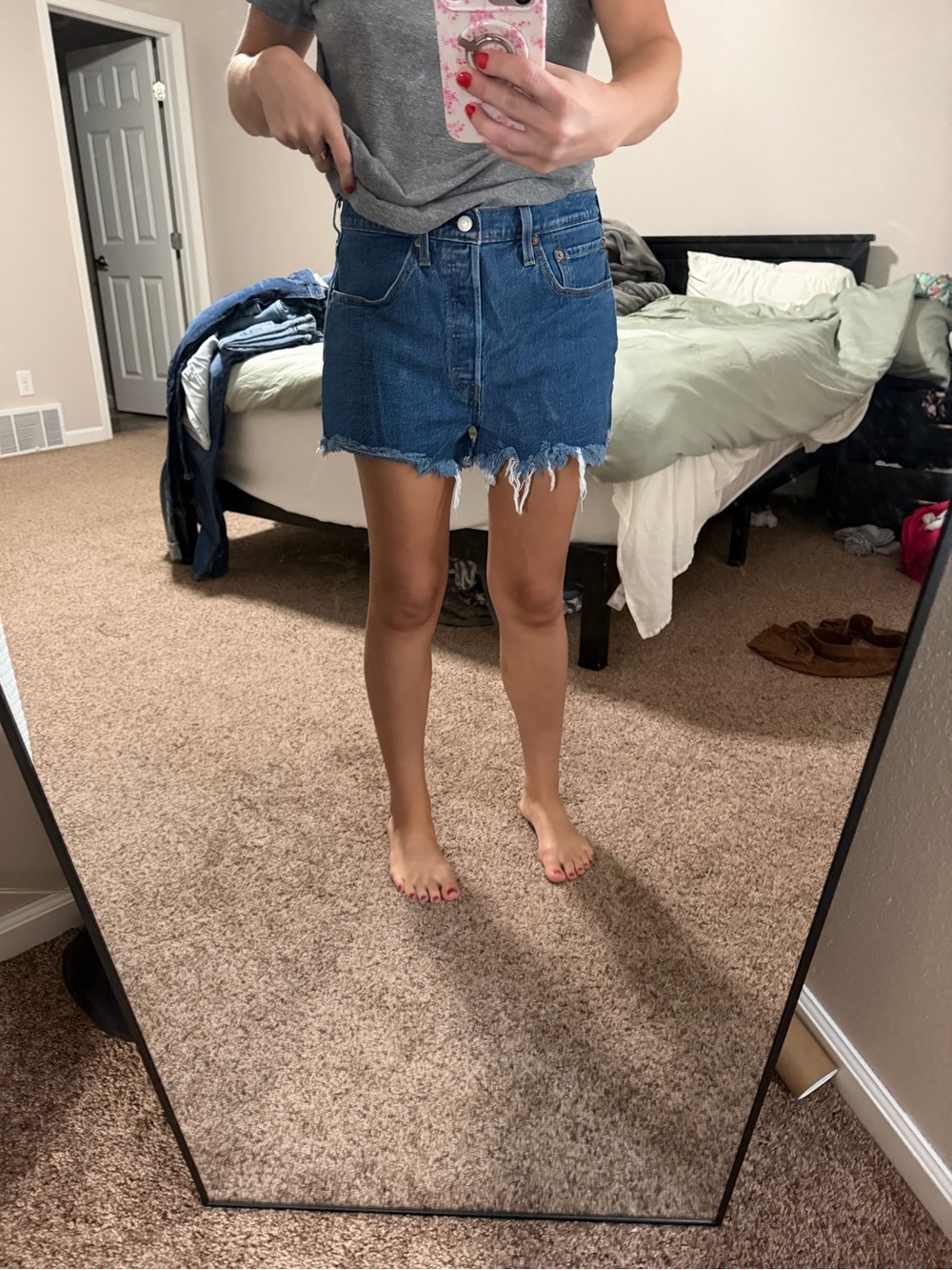 Levi's Distressed Blue Denim Cutoff Shorts